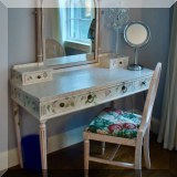 F54. Painted vanity with matching chair .59&rdquo;h x 43&rdquo;w x 18&rdquo;d 